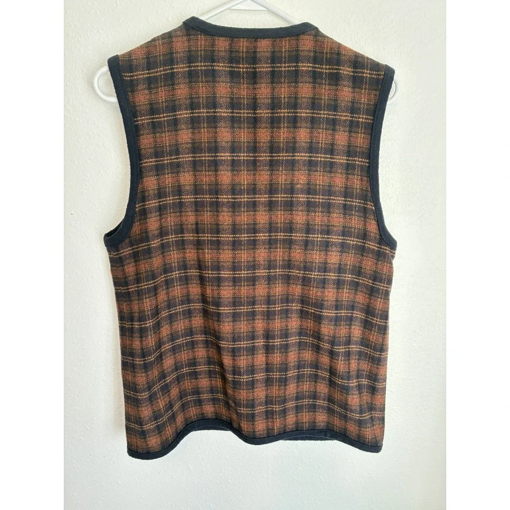 Tribal Sportswear Brown Plaid Wool Blend Button Front Vest Small Bulgarian Made
